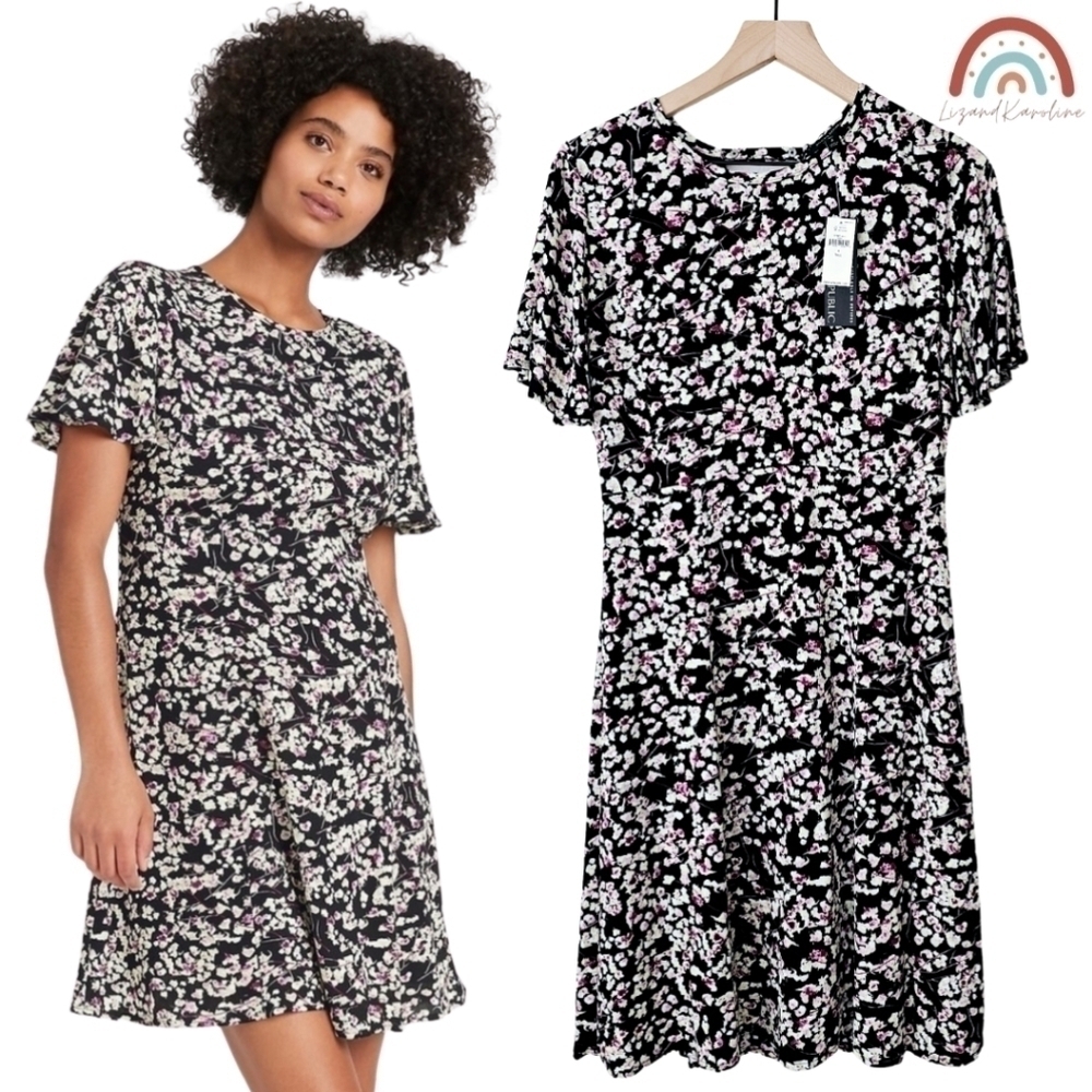 New! Banana Republic Tall Flutter Sleeve Ditsy Floral Dress